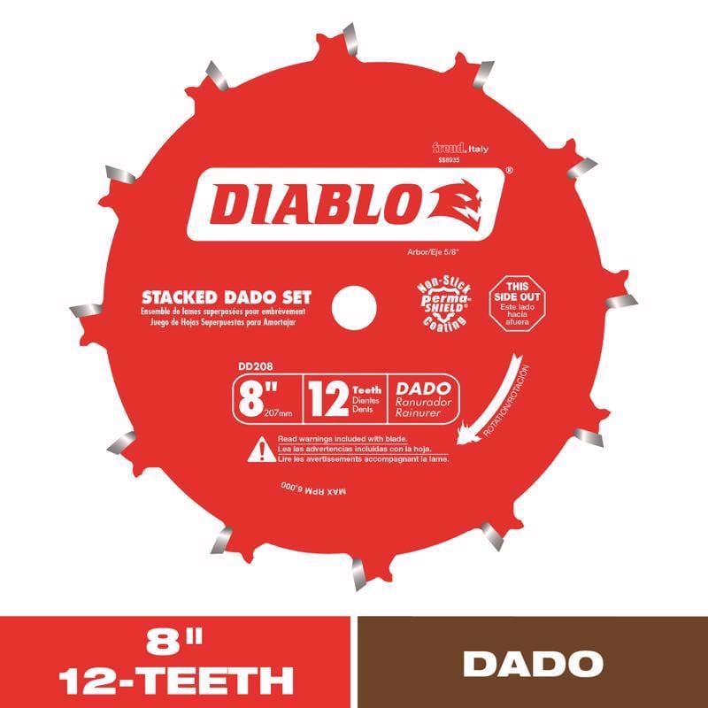 Diablo DD208H Stckd Dado Bld Set 8""12T