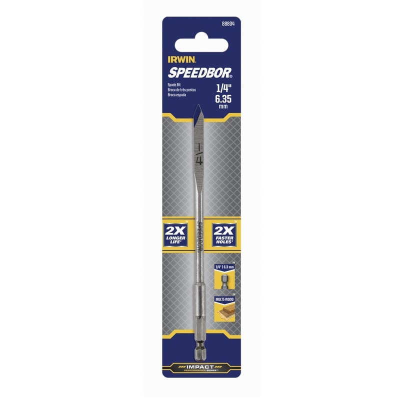 Irwin 88804 Speedbor 1/4 in. X 6 in. L Carbon Steel Wood Boring Bit Hex Shank 1 pc