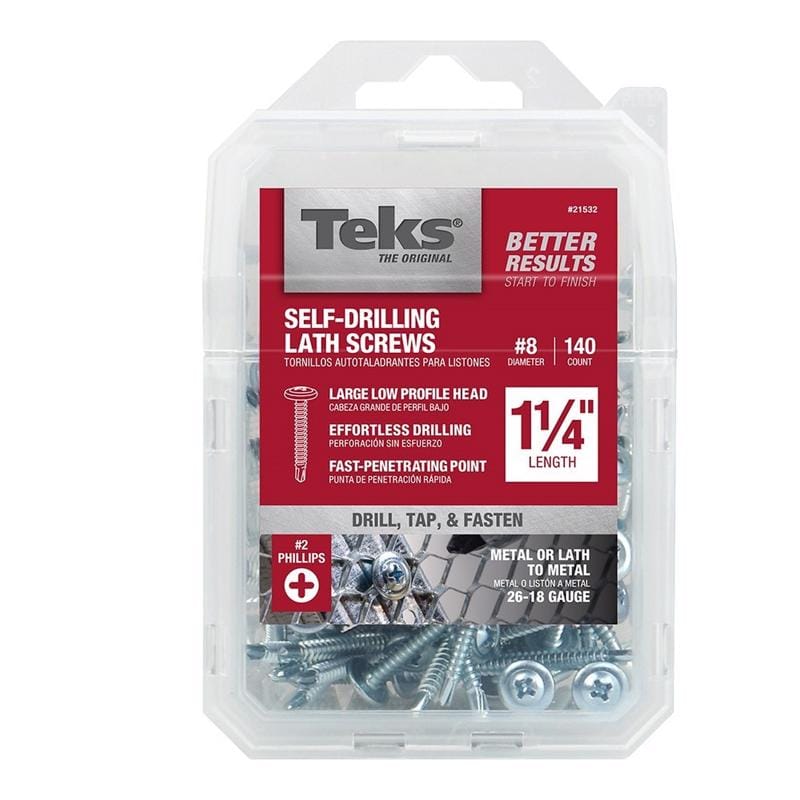 Teks 21532 No. 8 in. X 1-1/4 in. L Hex Drive Truss Head Self Tapping Lath Screws