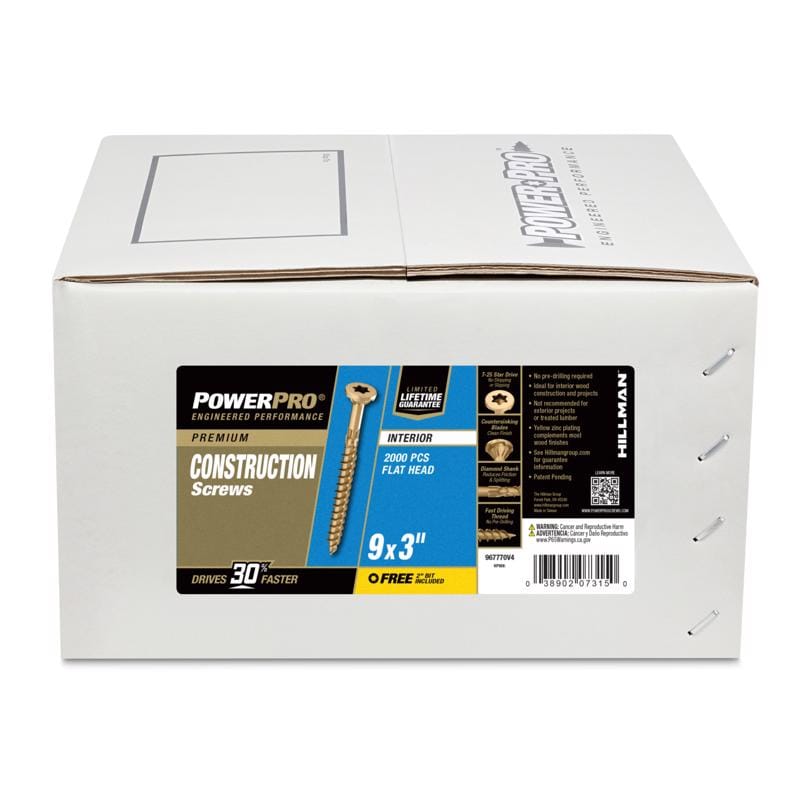 Power Pro 967770V4 No. 9 Ga. X 3 in. L Star Flat Head Coarse Construction Screws