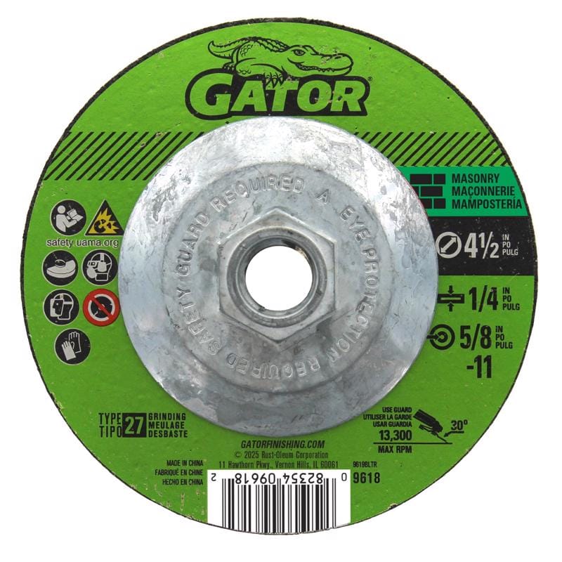 Gator 9618 4-1/2 in. D X 5/8-11 in. X 1/4 in. thick Masonry Grinding Wheel 1 pc