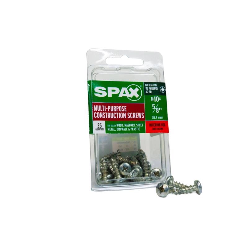 Spax 4111010500162 No. 10 X 5/8 in. L Phillips/Square Zinc-Plated Serrated Multi-Material Screw 25 pk