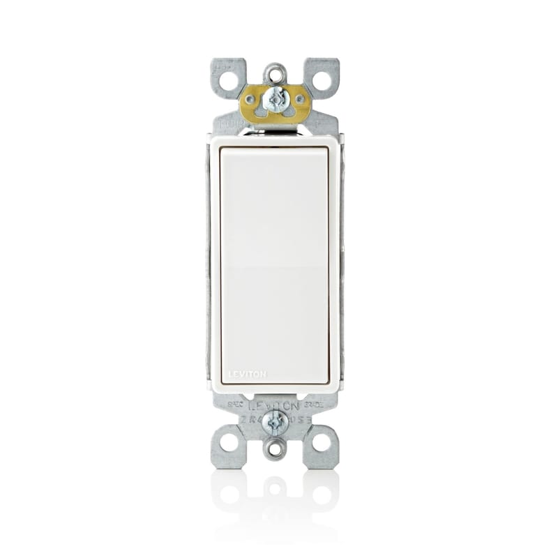 Leviton 05601-5AW 15 amps Single Pole Antimicrobial Treated Rocker AC Quiet Switch White 5 pk
