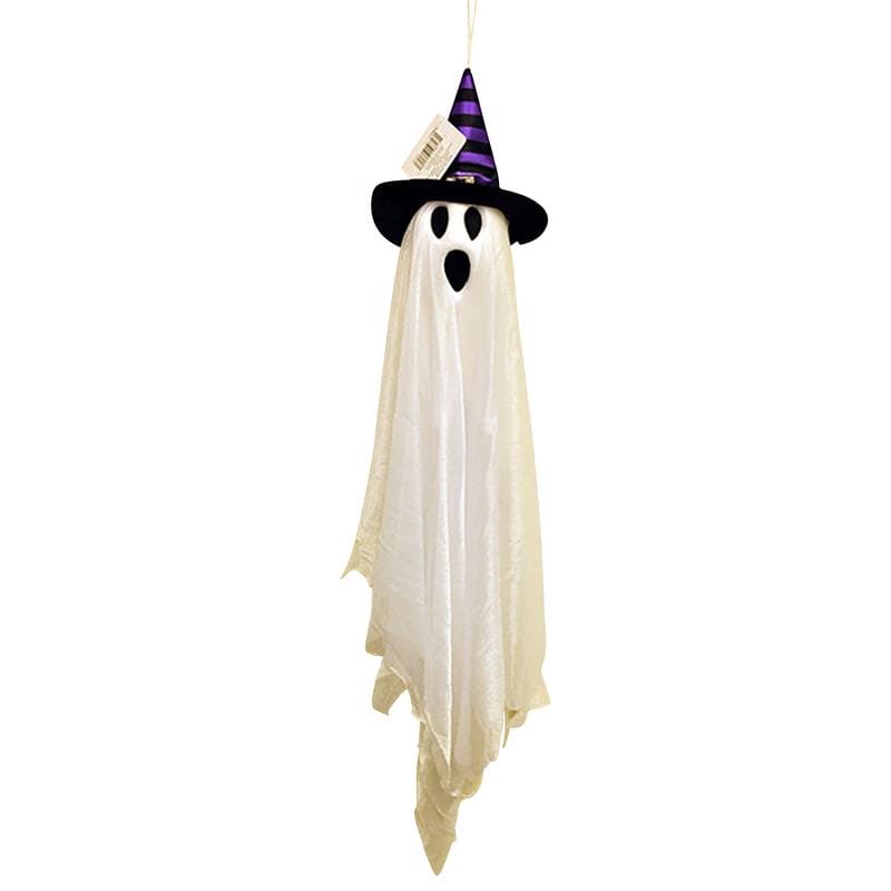 Fun World 91668 27 in. Friendly Ghost with Hat Hanging Decor