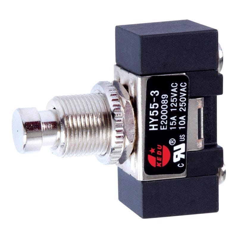 Jandorf 61122 15 amps Single Pole Push Button Power Tool Switch Black/Silver 1 pk