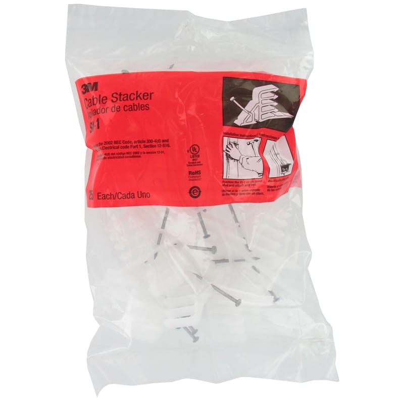 3M SI-1 Stak-It 3.35 in. L White Cable Tie 25 pk