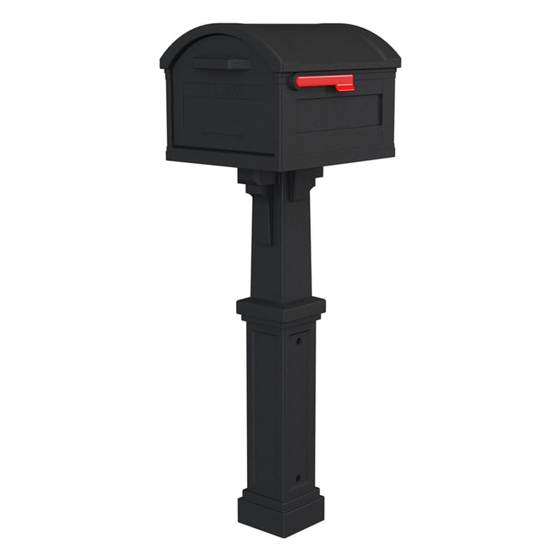Architectural Mailboxes GHC40BAM Grand Haven Classic Plastic Post Mount Black Mailbox