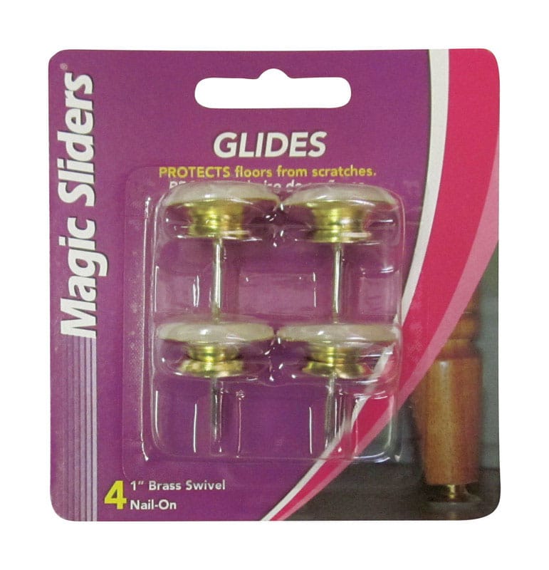 Magic Sliders 45461 Gold 1 in. Nail-On Steel Slide Glides 4 pk