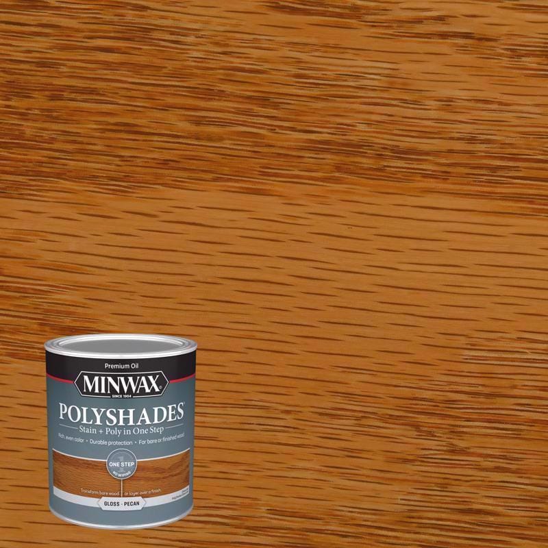 Minwax 61420444 PolyShades Semi-Transparent Gloss Pecan Oil-Based Stain/Polyurethane Finish 1 qt