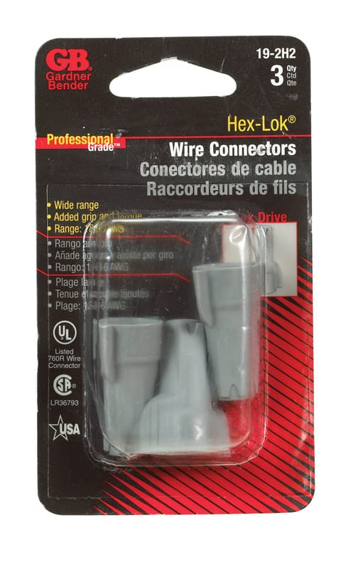 Gardner Bender 19-2H2 Hex-Lok 14-6 Ga. Copper Wire Wire Connector Gray 3 pk