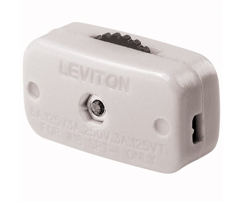 Leviton C24-00423-3KW 3 amps Single Pole Rotary Miniature Cord Switch White 1 pk