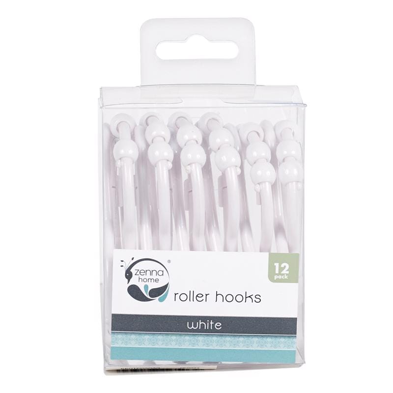 Zenna Home RR01PLWWL8 White Plastic Shower Curtain Rings 12 pk