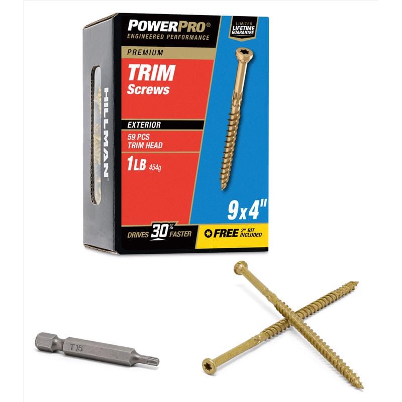 Hillman 48634V4 Power Pro No. 9 X 4 in. L Star Coarse Trim Screws 59 pk