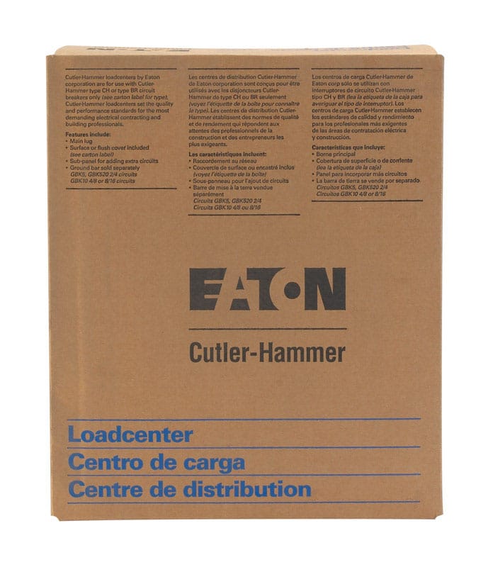Eaton CH4L125SP Cutler-Hammer 125 amps 120/240 V 4 space 4 circuits Surface Mount Main Lug Load Center