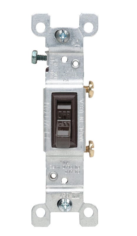 Leviton 01451-02S 15 amps Single Pole Toggle AC Quiet Switch Brown 1 pk