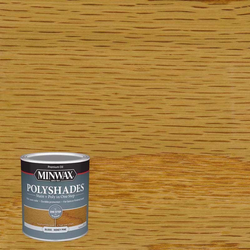 Minwax 61410444 PolyShades Semi-Transparent Gloss Honey Pine Oil-Based Stain/Polyurethane Finish 1 qt