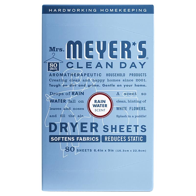 MRS. Meyer'S 11559 Clean Day Rain Water Scent Dryer Sheets Sheets 80 pk