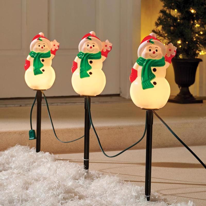 Celebrations 27027-71 LED Warm White Snowman 8 in. Pathway Decor