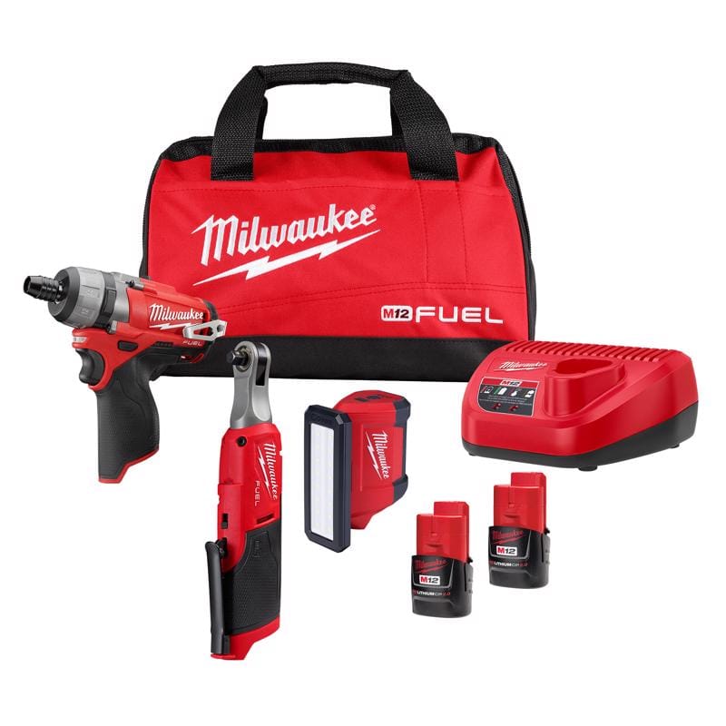 Milwaukee 2401-23B M12 Fuel Cordless Brushless 3 Tool Drill and Driver Kit