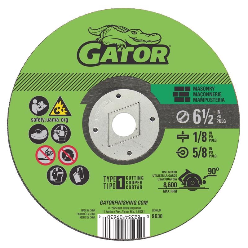 Gator 9630 6-1/2 in. D X 5/8 in. X 1/8 in. thick Aluminum Oxide/Silicon Carbide Type 1 Masonry Cutting Wh