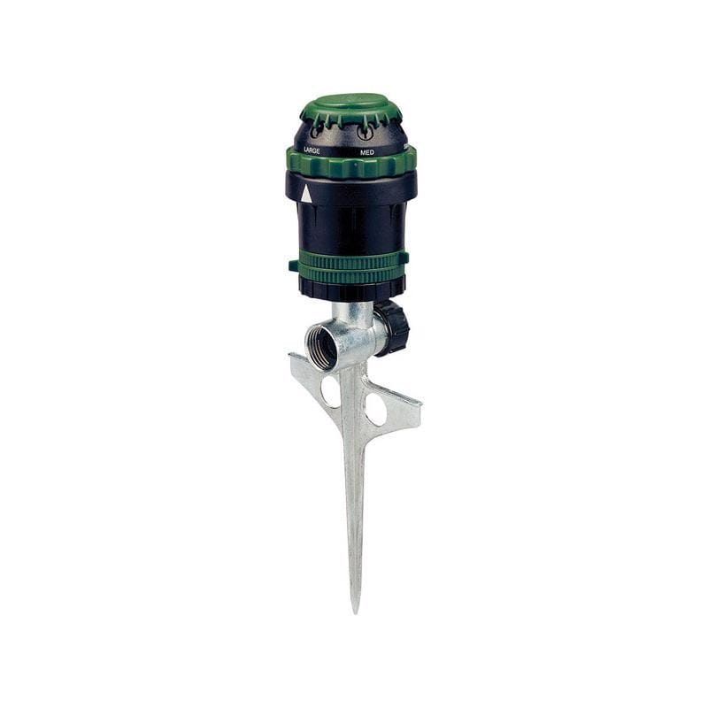 Orbit 58573N H2O Six Zinc Spike Base 6-Pattern Gear Drive Sprinkler 5026 sq ft 1 pk
