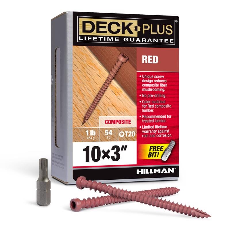 Hillman 48460 Deck Plus No. 10 Ga. X 3 in. L Red Star Flat Head Composite Deck Screws 1 lb 54 pk