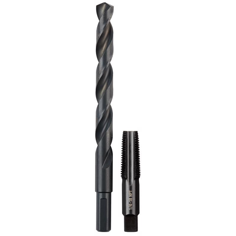 Milwaukee 49-57-5591 SAE 1/4-18 NPT Straight Flute Plug Tap & 7/16" Drill Bit