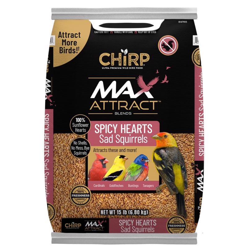 Chirp 17379 Max Attract Spicy Sunflower Hearts Wild Bird Food 15 lb