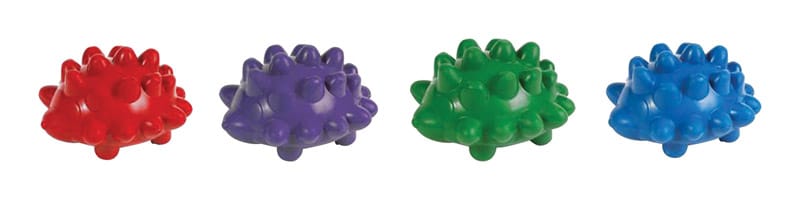 Chomper PLR25M For Dog Assorted Rubber Hedgehog Squeaker Dog Toy Large 4 pk