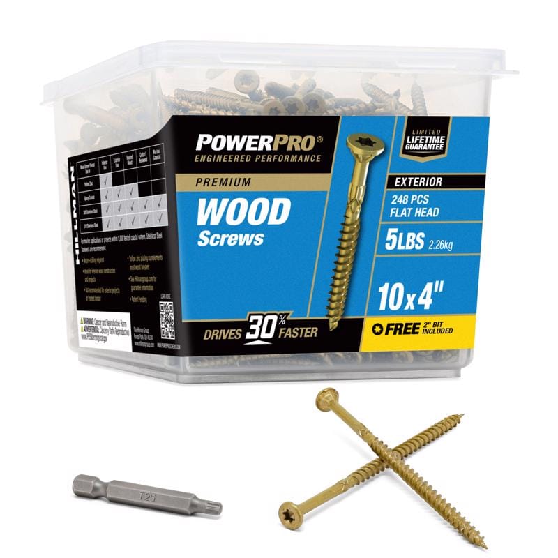 Hillman 48615V4 Power Pro No. 10 in. X 4 in. L Bronze Star Flat Head Premium Deck Screws 5 lb 248 pk