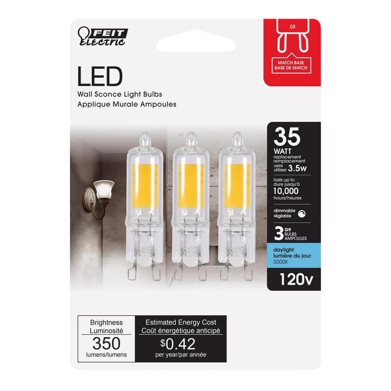 Feit BP35G9850LED3PK T4 G9 LED Bulb Daylight 35 Watt Equivalence 3 pk