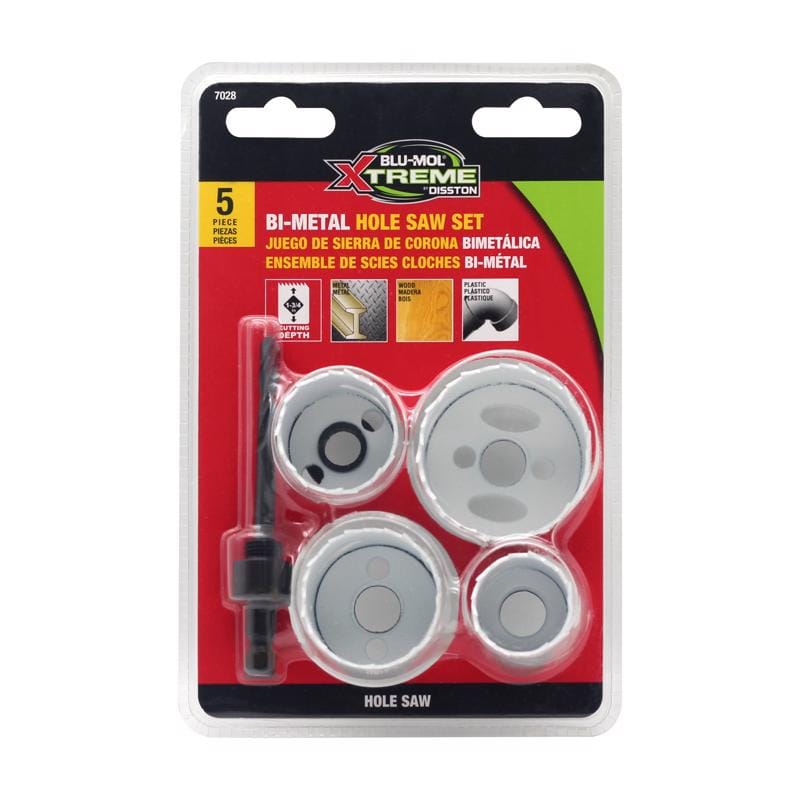 Blu-Mol Xtreme E0217028 Bi-Metal 1/4 in. D Hole Saw Set Arbor Included