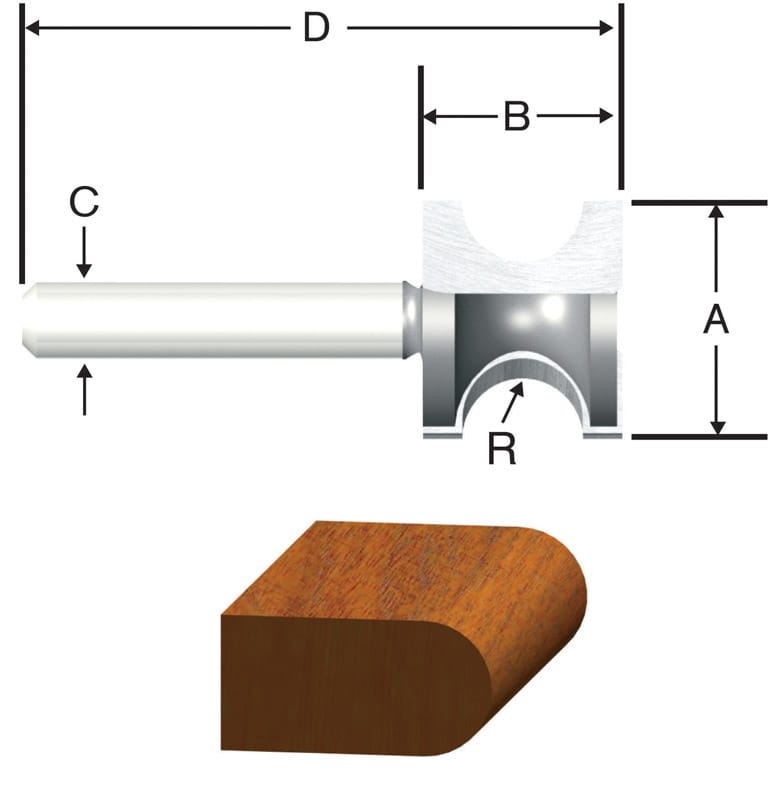 Vermont American 23157 1 in. D X 3/16 in. X 2-1/8 in. L Carbide Tipped Bull Nose Router Bit