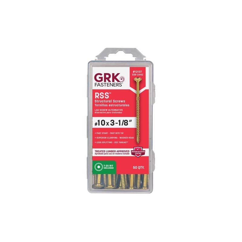 GRK Fasteners 12137 No. 10 in. X 3-1/8 in. L Star Hex Head W-Cut Structural Screws