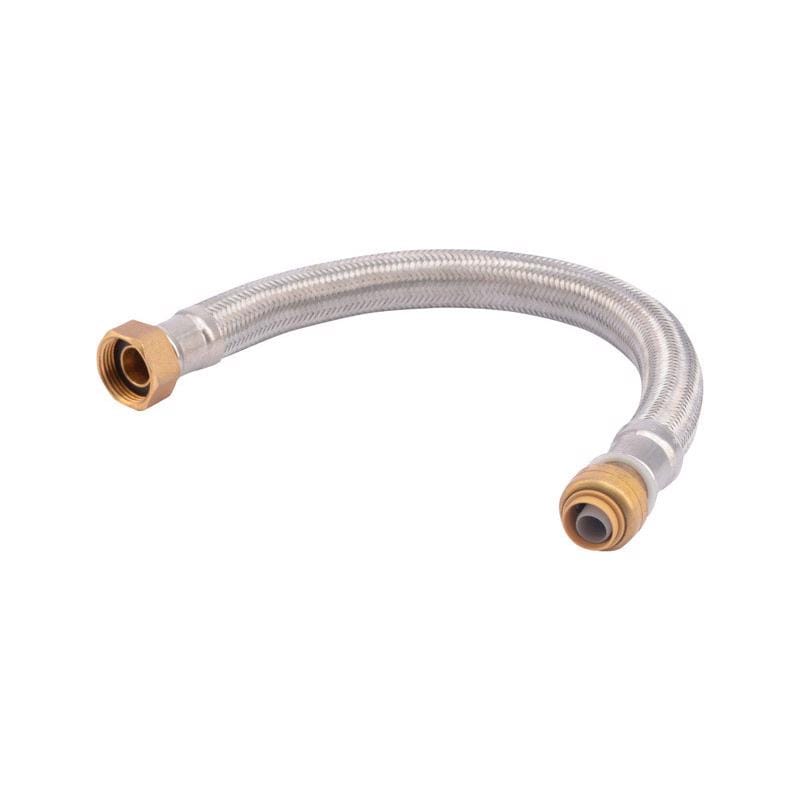 SharkBite UR3068FX15 1/2 in. Push Fit X 3/4 in. D FIP 15 in. Stainless Steel Water Heater Supply Connector