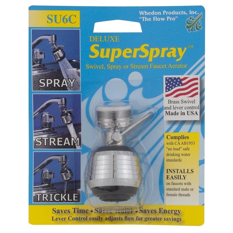 Whedon SU6C SuperSpray Dual Thread 15/16 in.- 27M x 55/64 in.-27F Chrome Swivel Sprayrator
