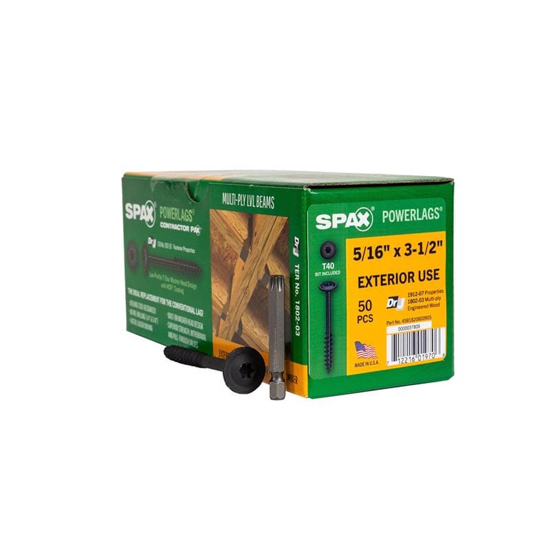 Spax 4581820800905 PowerLags 5/16 in. in. X 3-1/2 in. L T-40 Washer Head Serrated Structural Screws