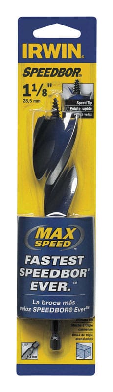 Irwin 3041019 Speedbor 1-1/8 in. X 6 in. L Carbon Steel Wood Boring Bit Quick-Change Hex Shank 1 pc