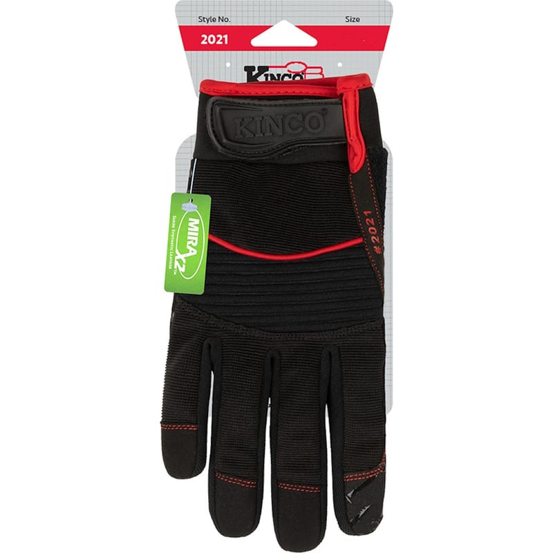 Kinco 2021-L Handler Men's Indoor/Outdoor Pull-Strap Work Gloves Black L 1 pair