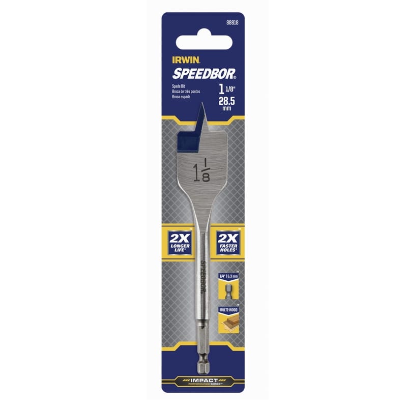 Irwin 88818 Speedbor 1-1/8 in. X 6 in. L Carbon Steel Wood Boring Bit Hex Shank 1 pc