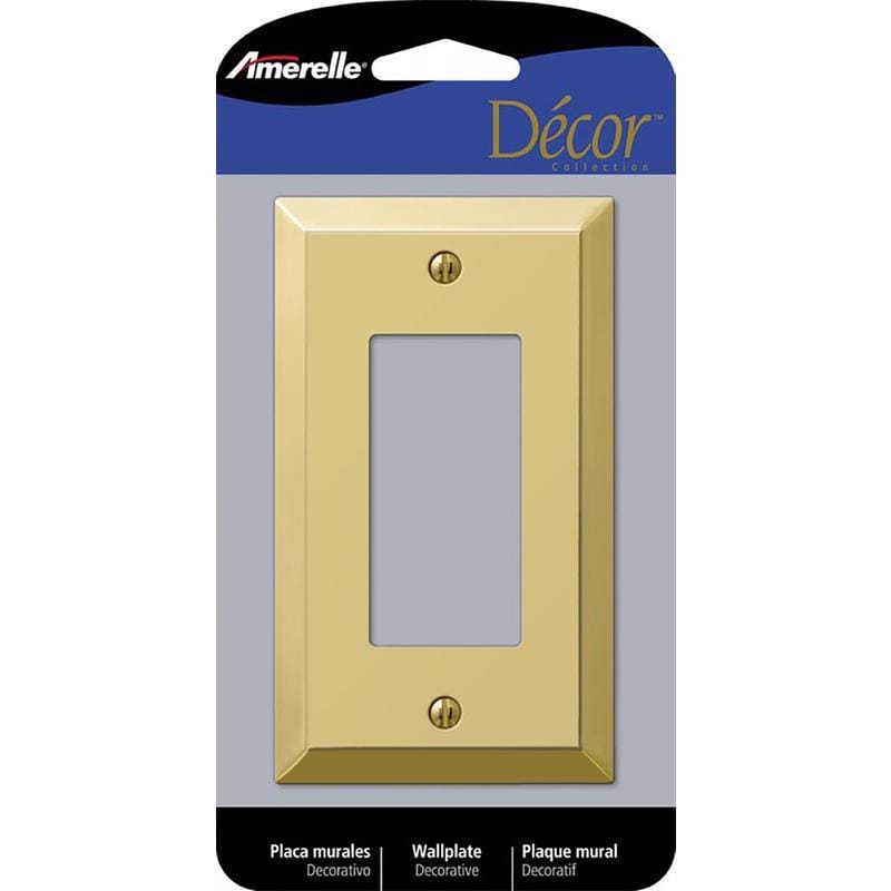 Amerelle 163RBR Century Polished Brass 1 gang Stamped Steel Decorator Wall Plate 1 pk