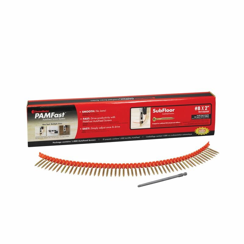 FastenMaster SD-28-WCYZ8200F PAMFast No. 8 X 2 in. L Star Yellow Zinc Coarse Collated Subfloor Screws 1000 pk