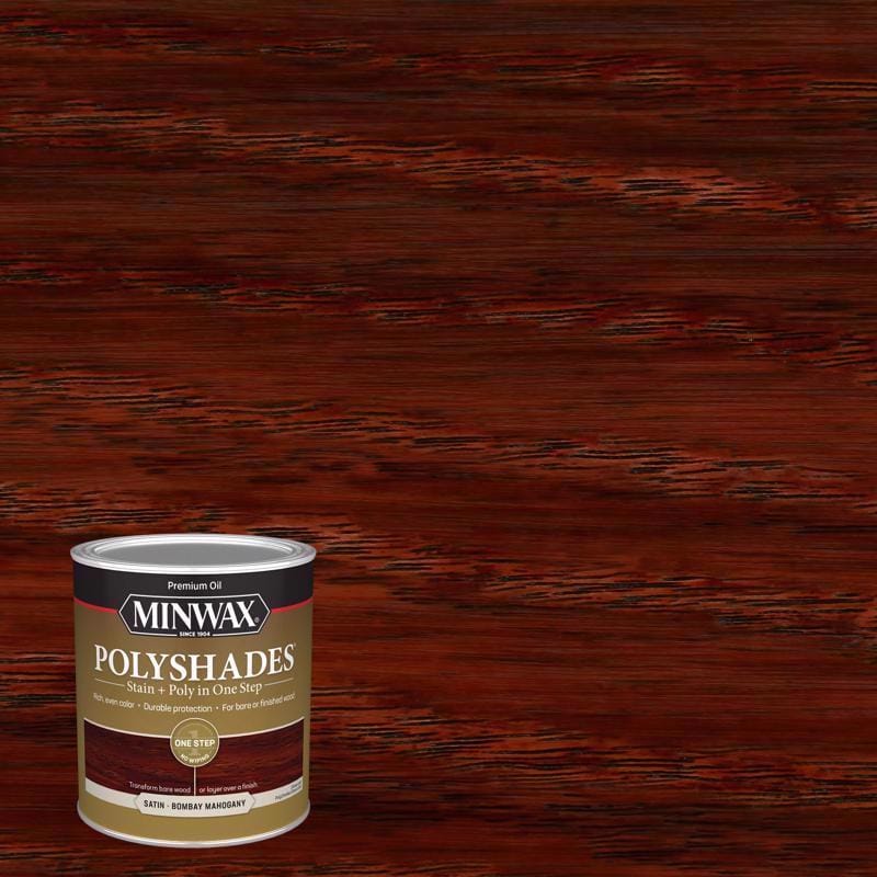 Minwax 61380444 PolyShades Semi-Transparent Satin Bombay Mahogany Stain/Polyurethane Finish 1 qt