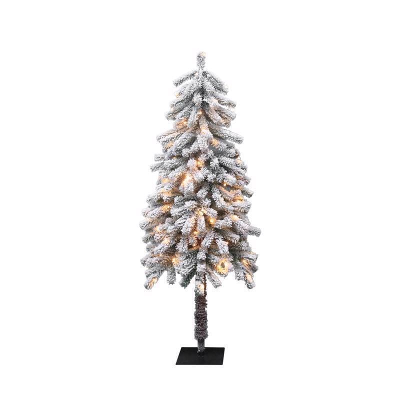 Celebrations 25Y-310-LEDW 5 ft. Full LED 80 ct Snowy Alpine Entrance Tree