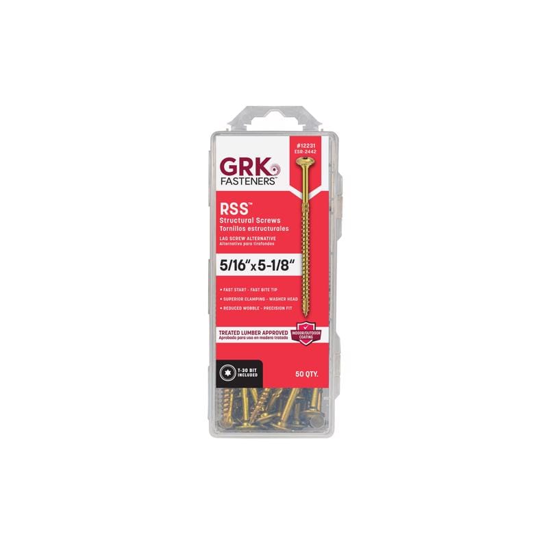 GRK Fasteners 12231 5/16 in. in. X 5-1/8 in. L Star Hex Head W-Cut Structural Screws