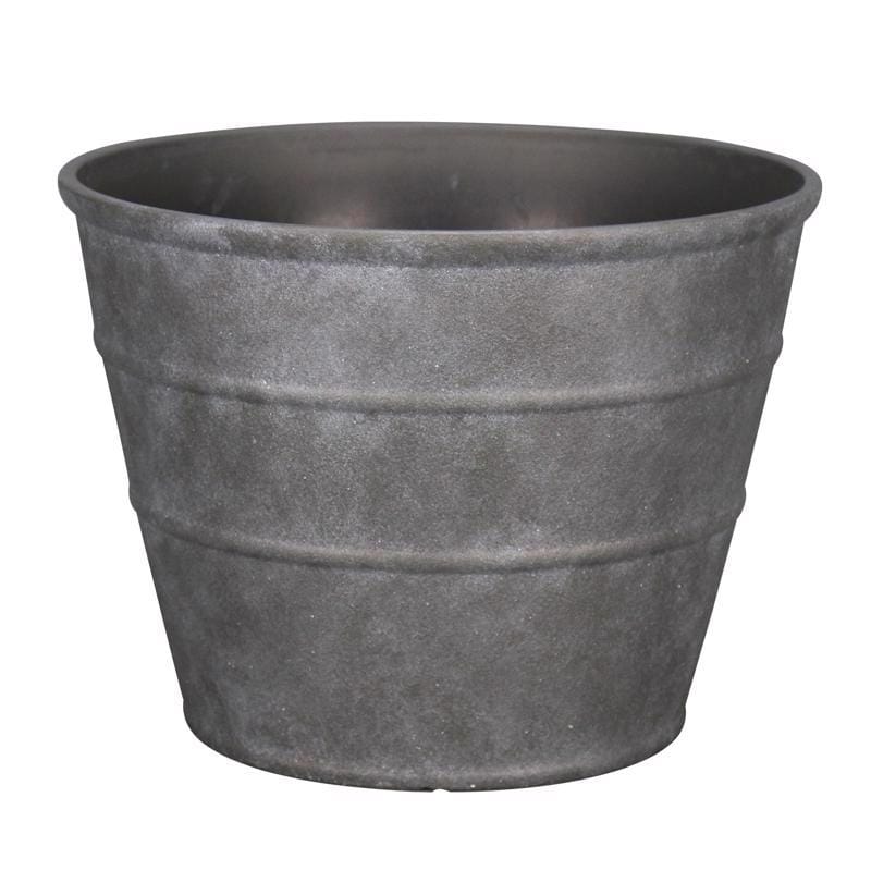 L&G PVF5116TCI 12 in. H X 16 in. D Polyresin Hamilton Planter Charcoal