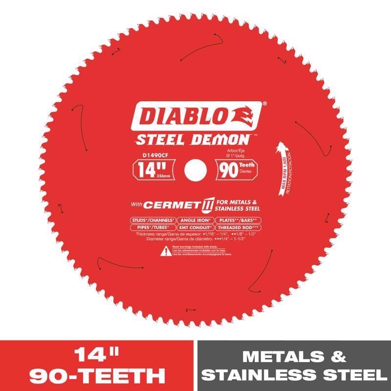 Diablo D1490CF Steel Demon 14 in. D X 1 in. Cermet Cermet Metal Saw Blade 90 teeth 1 pk