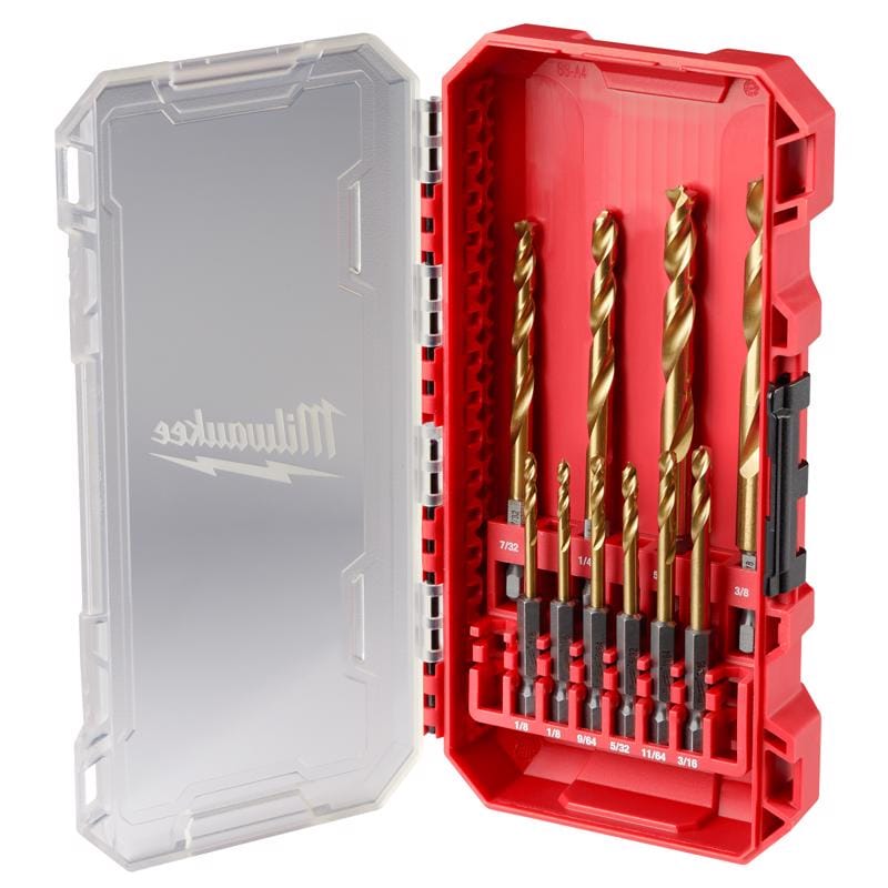 Milwaukee 48-89-4633 Shockwave Assorted in. Titanium Impact Rated Drill Bit Set Hex Shank 10 pc