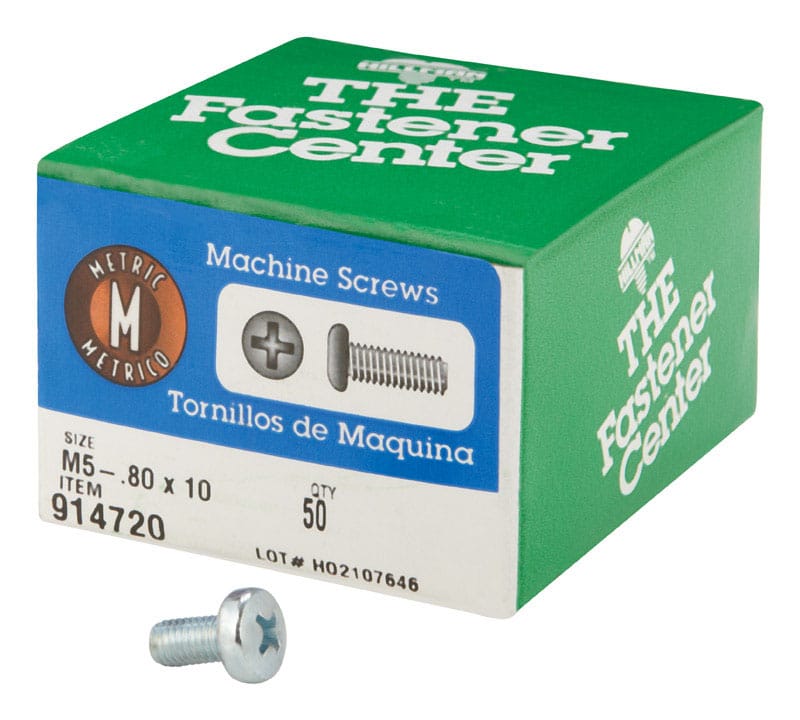 Hillman 914720 M5-0.8 Ga. X 10 mm L Phillips Pan Head Zinc-Plated Steel Metric Machine Screws 1 pk