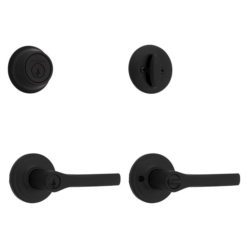Kwikset 96900-451 Matte Black Lever and Single Cylinder Deadbolt KW1 1-3/4 in.